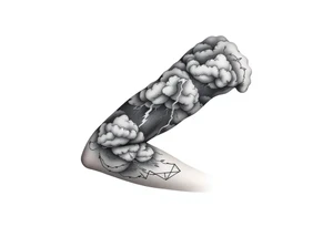 right arm sleeve, storm clouds and lightning mixed throughout, tattoo idea