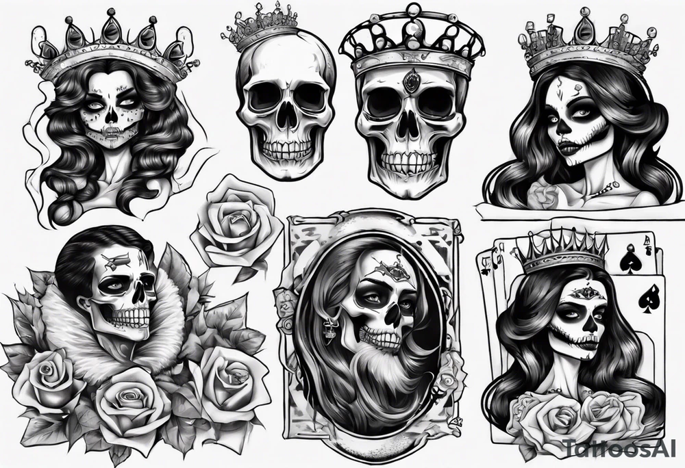 santa la muerta with money and crown
on the card tattoo idea