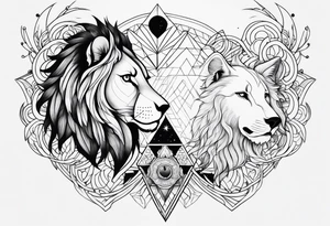 Lion,wolf,lady and phoenix tattoo idea