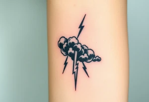 Black dark storm clouds with lightning bolts tattoo idea