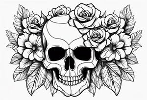 Flowers and skull tattoo idea