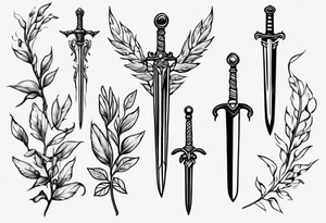 A sword runs through 13 and a laurel leaf tattoo idea