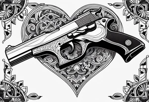 La pistola y corazón. tattoo idea