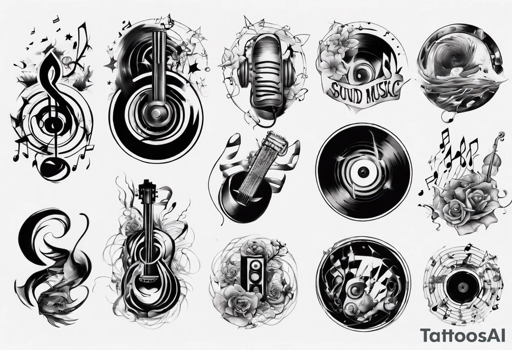 sound music vinyl tattoo idea