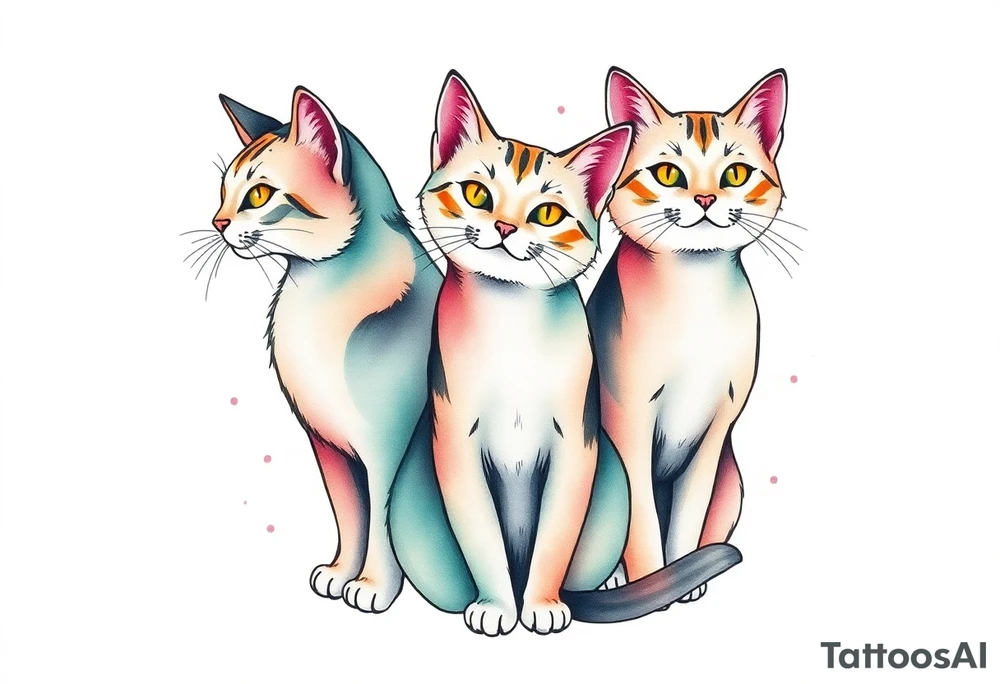 three cats tattoo idea