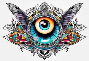 Anchor cross sparrow eye tattoo idea