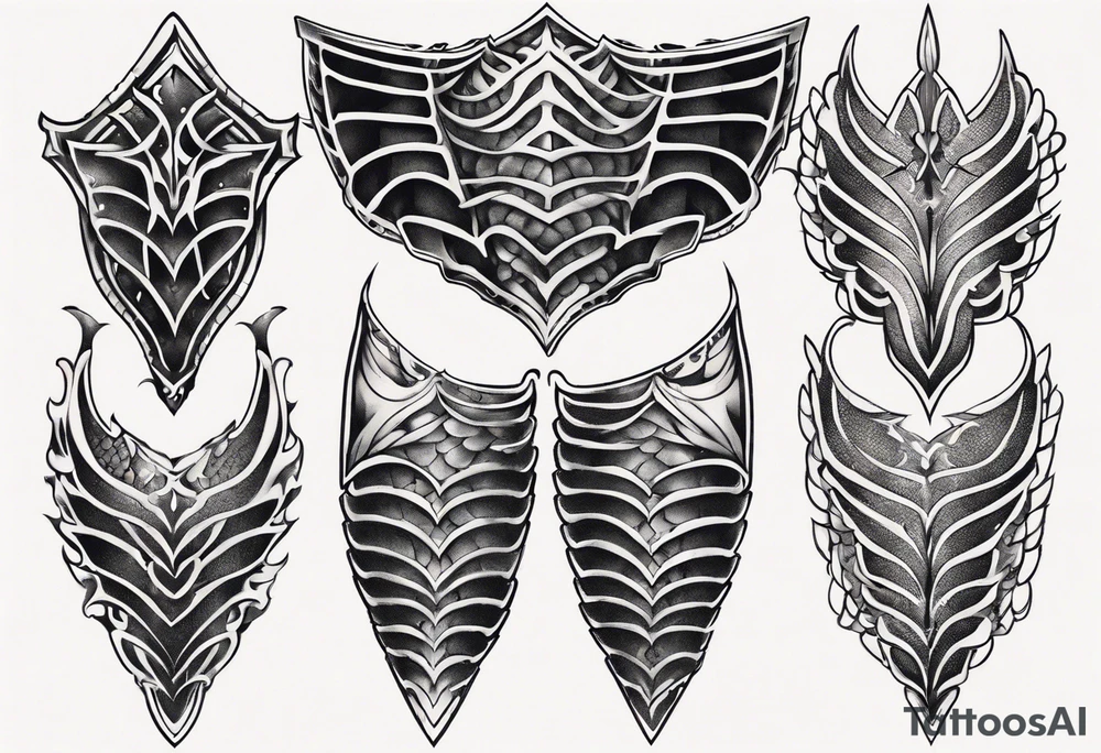 Dragonscale Leg armor symmetrical tattoo idea