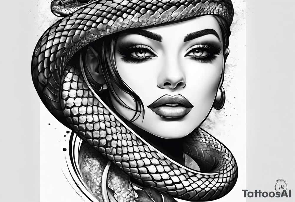 Madusa sleeve snake body tattoo idea