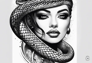 Madusa sleeve snake body tattoo idea