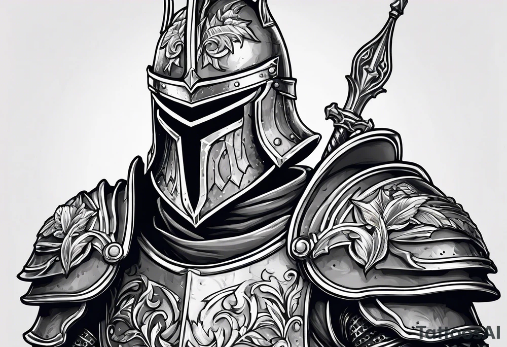 knight heavy armor surrounded tattoo idea