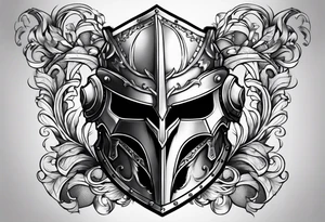 knight helmet and shield tattoo idea
