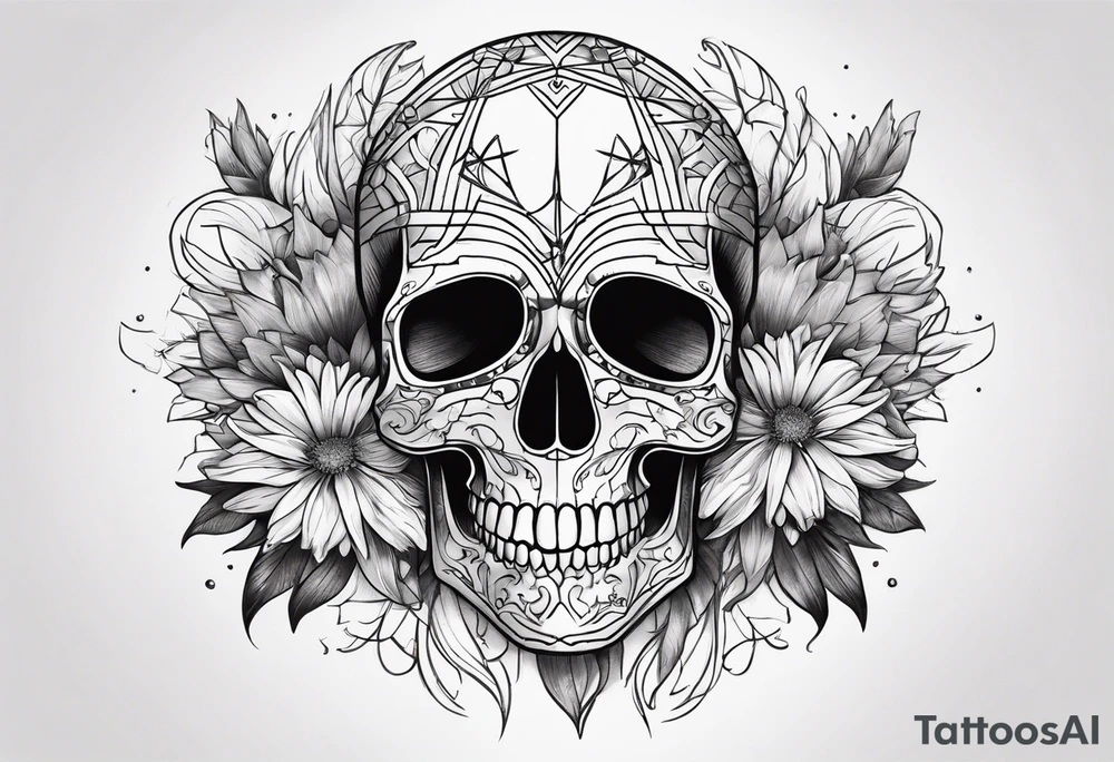 skull and aster tattoo idea