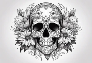 skull and aster tattoo idea