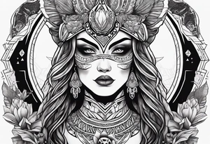 kali, alien goddess, valkrye, pirate, zen, pachamama, lotus, blank panther, eagle, skull tattoo idea