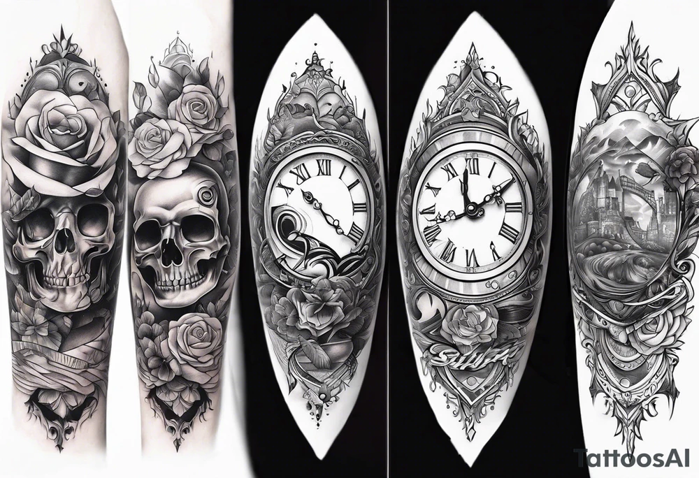 time travel lower sleeve design tattoo idea