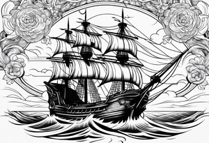 Pirate ship in a storm tattoo idea