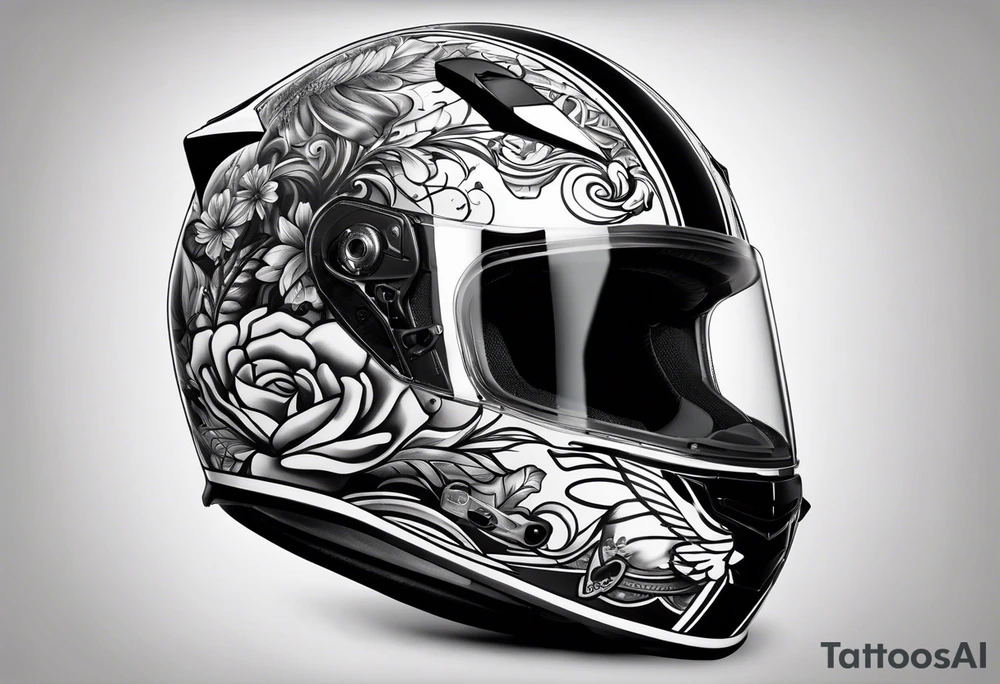Race helmet with #2 and a bass and family tattoo idea