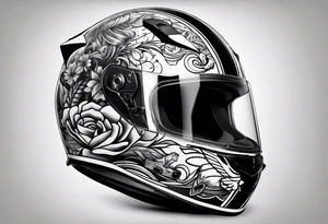 Race helmet with #2 and a bass and family tattoo idea