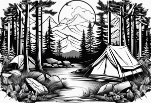 Camping in the forest tattoo idea