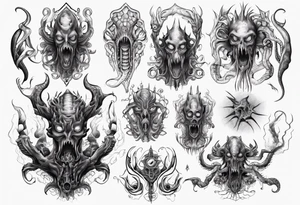 lovecraft monster for arms and forearms tattoo idea