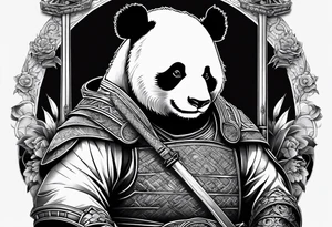 panda samurai, full panda body tattoo idea