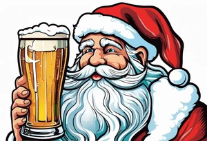 SANTA DRINKING A LARGE PINT OF BEER tattoo idea