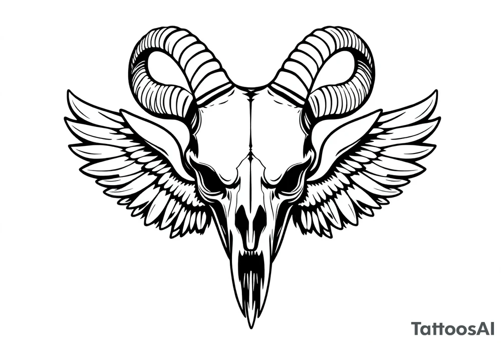 goat skull odd crying angel surreal tattoo idea