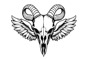 goat skull odd crying angel surreal tattoo idea