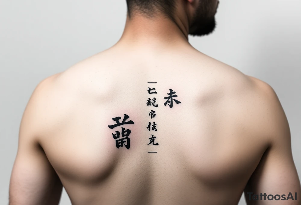 Minimalist Clean, modern wu wei, vertical symbols tattoo idea