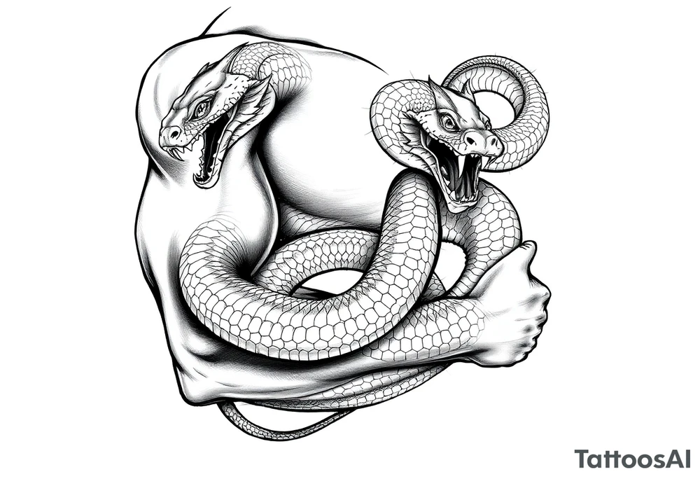 Powerful scary snaked wrapped around tattoo idea