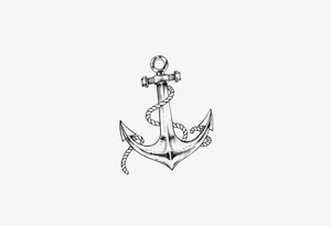 weathered anchor wrapped in nautical rope with sea waves tattoo idea