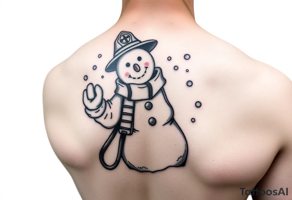 Firefighting snowman tattoo idea