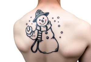 Firefighting snowman tattoo idea
