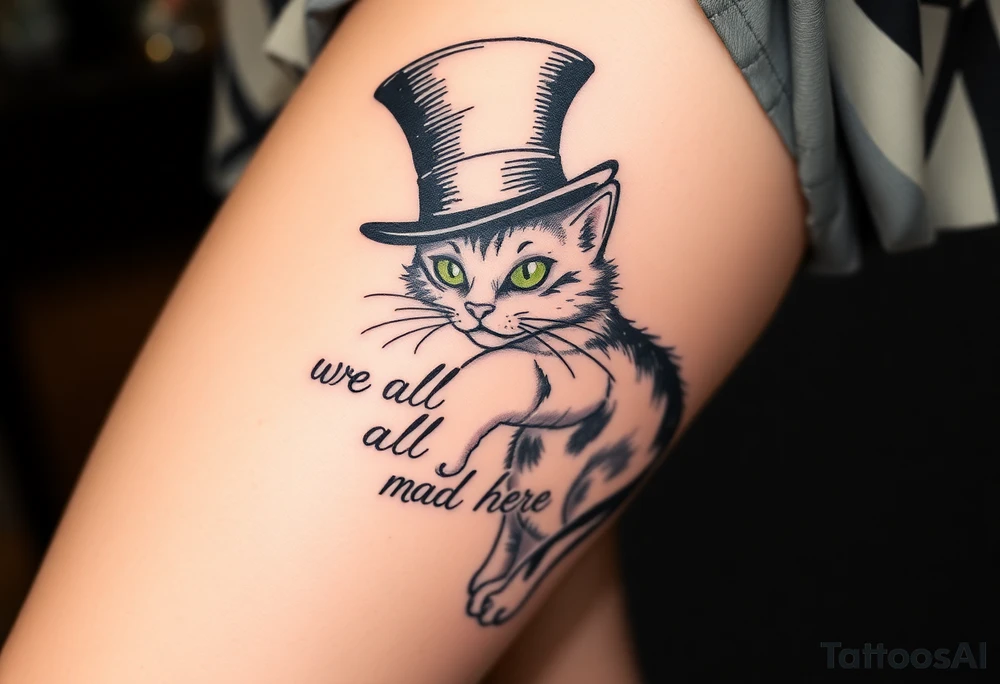 Cheshire cat, we're all mad here, top hat tattoo idea