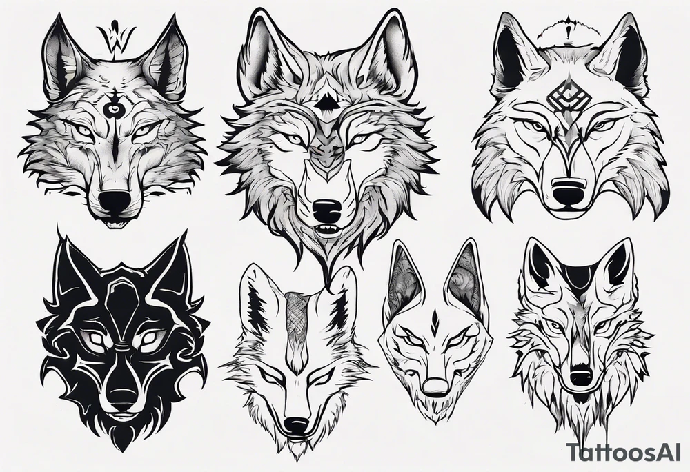 wolf head tattoo idea