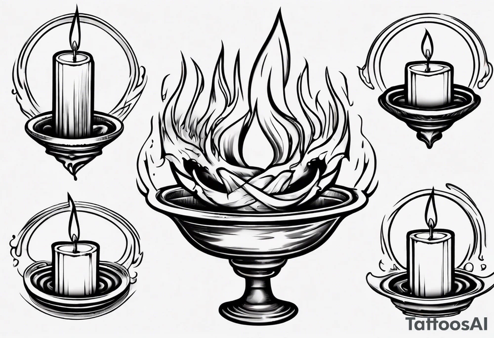 Burning candle in dish tattoo idea