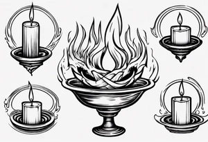 Burning candle in dish tattoo idea