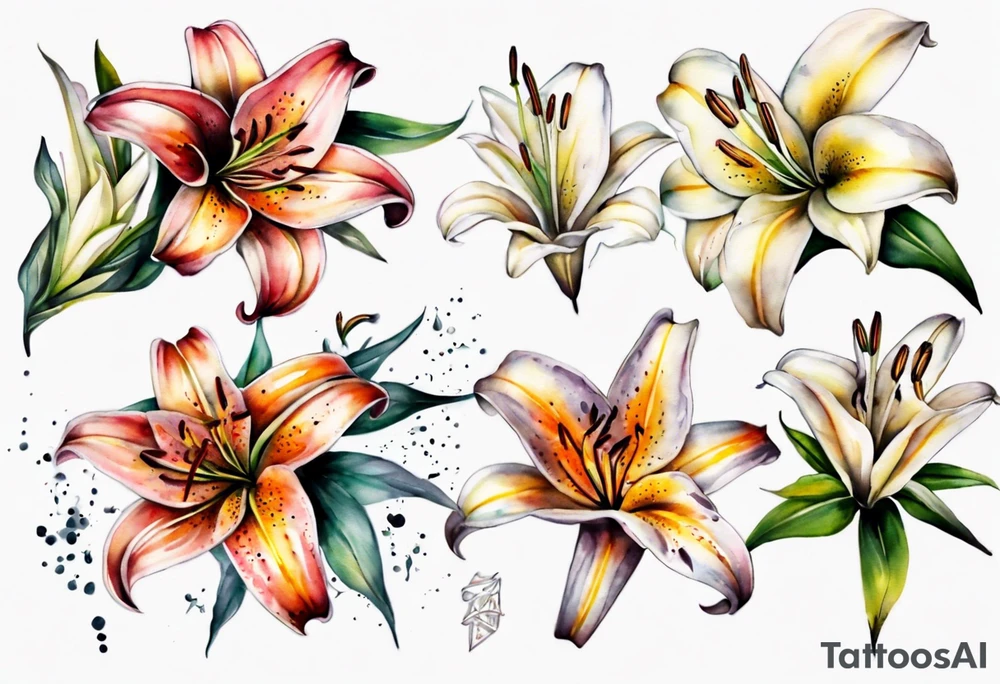 Lilies around the forearm tattoo idea
