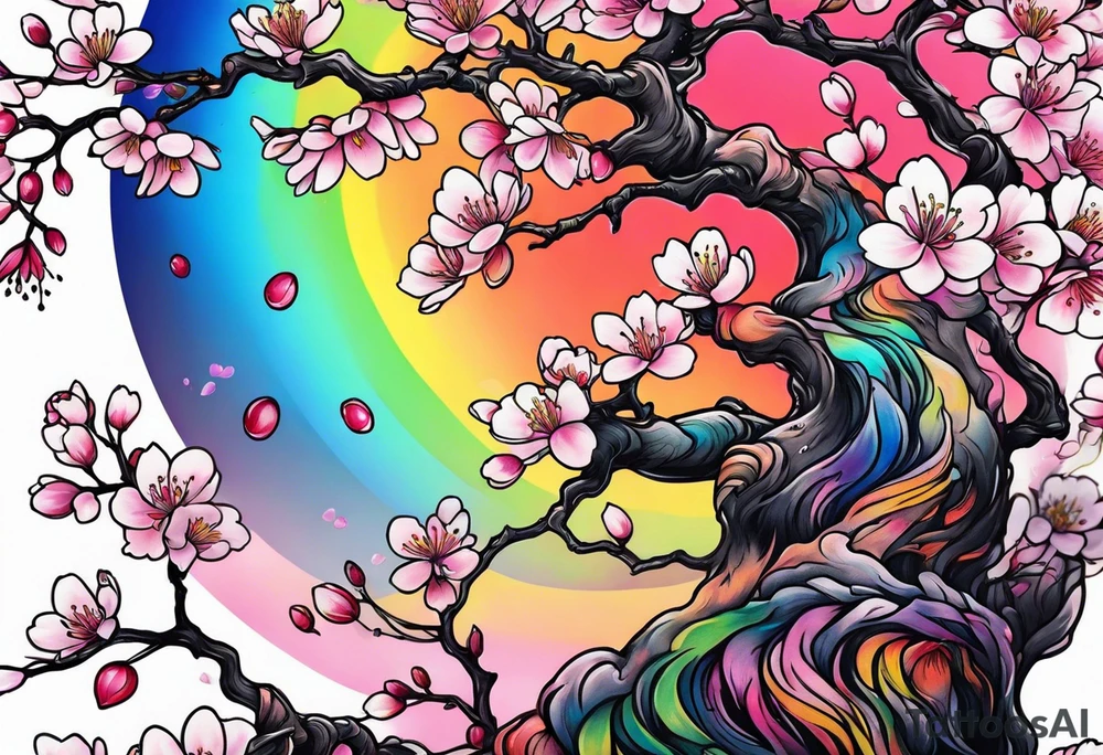 Cherry blossom rainbow tattoo idea