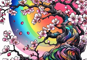 Cherry blossom rainbow tattoo idea