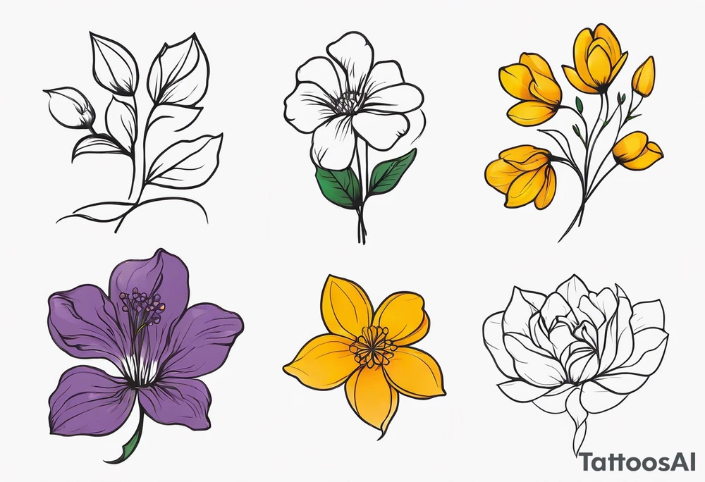 March April June November December birth flowers on infinity symbol tattoo idea