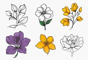 March April June November December birth flowers on infinity symbol tattoo idea