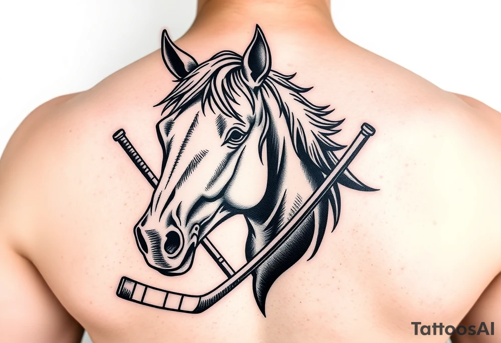 Horse with hockey sticks tattoo idea