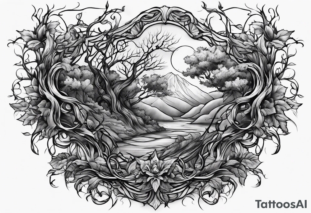long decaying vines tattoo idea