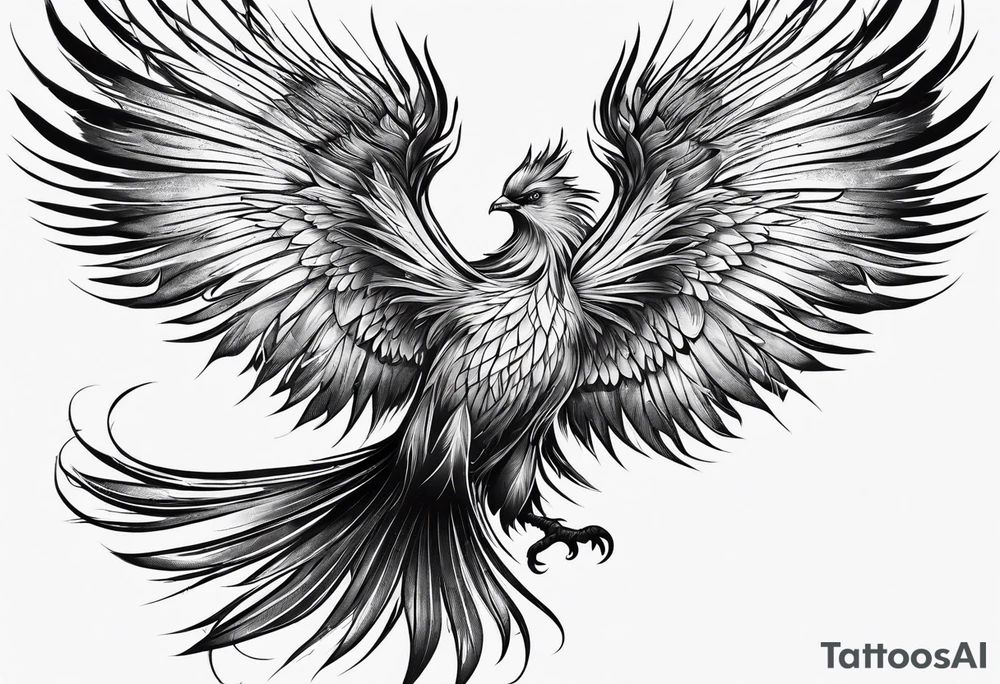 Phoenix bird flying and fading
, tattoo idea
