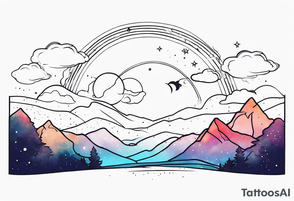Galaxy sky with Arizona landscape tattoo idea