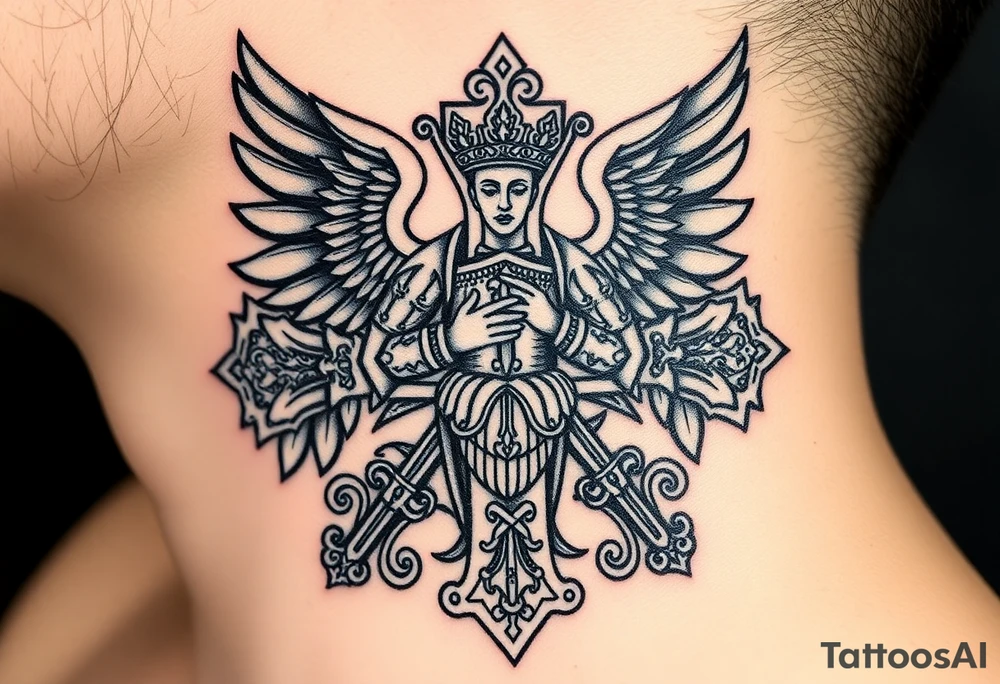 Archangel Michael in armour
A large Orthodox cross with ornate detailing
Christ Pantocrator face (very traditional Orthodox icon style)
Saints like St. Nicholas or St. Andrew tattoo idea