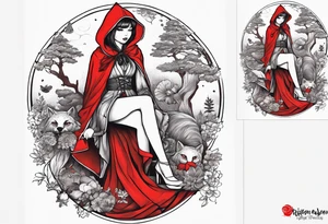 Red riding hood full thigh tattoo tattoo idea
