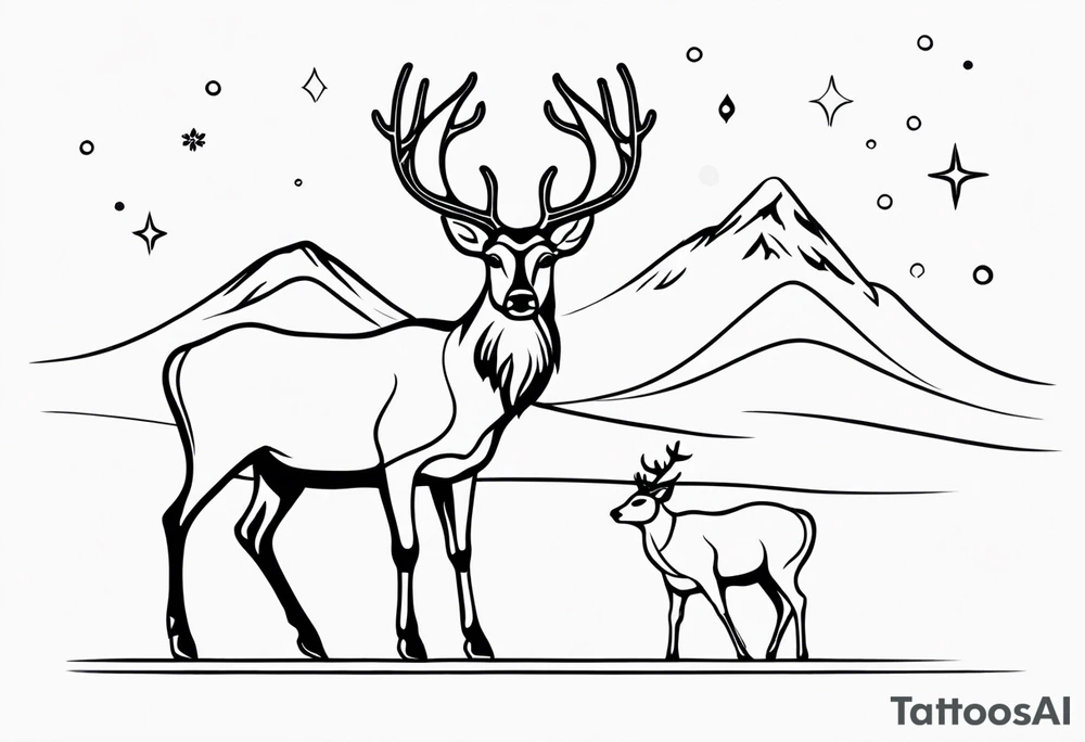 north pole reindeer tattoo idea