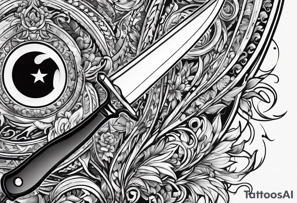 a knife's blade going through a whole iphone screen brreaking it and all tattoo idea